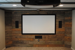 Hardwood Media Room Wall